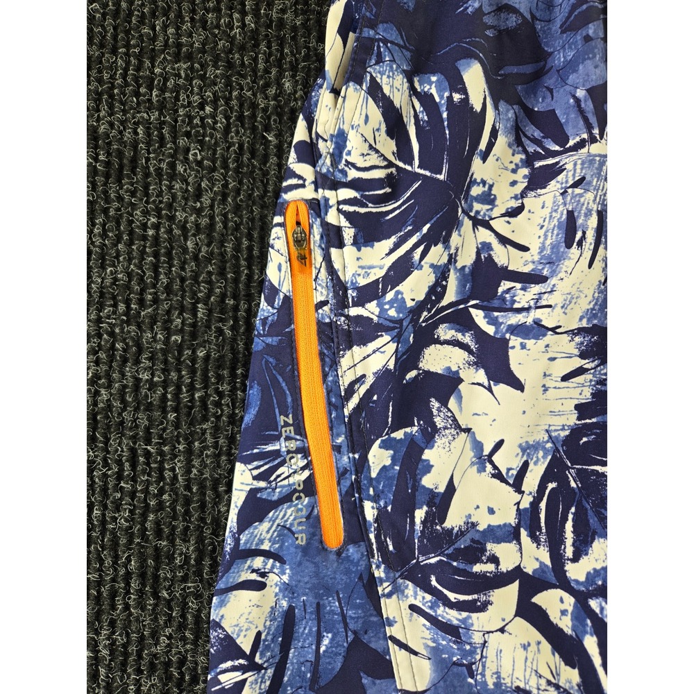ZeroXposur Mens Blue White Tropical Monstera Leaf Swim Trunks Size Medium M - Picture 8 of 9